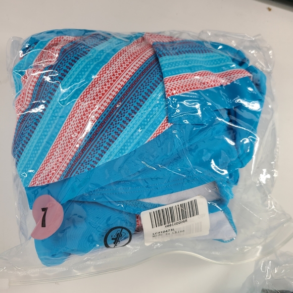 New Selma Stripe Ruffle High Rise Bikini Large - Picture 7 of 7